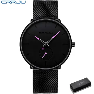 Relógio Masculino Esportivo Marca de Luxo Casual CRRJU Quartzo 2150 - black rose gold