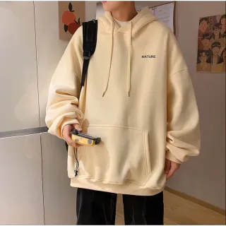 Plus Size Moletom Casual Simples com Capuz e Estampa de Texto Unissex - Azul