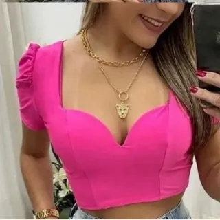 MangUinha Princesa Janete Cropped Top Feminino - Rosa