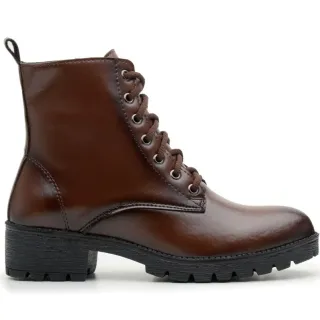 Bota Tratorada Feminina Confortável Salto Baixo Médio Resistente - Dona Beja - Capuccino