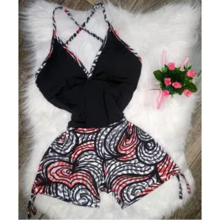 Academia cordinha lateral macaquinho fitness com bojo - estampa 13