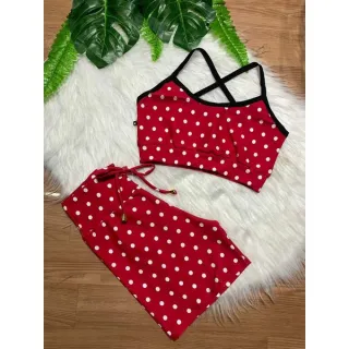 Conjunto Fitness Feminino Alcinha e Short com Cordinha - Rosa rosa bebê