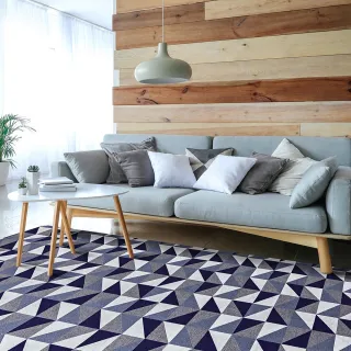 Envio Imediato - Tapete Geométrico Grande Triângulo 1 ou 2 Metros Moderno Antiderrapante - Azul