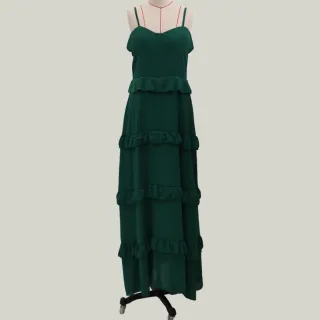 Vestido Longo Maxi de Festa à Noite Elegante Spaghetti Strap Tulle Ponto Verde - Verde