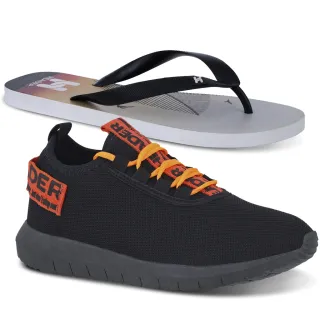 Caminhada Masculino Tênis Kit Impulse Header Academia Vendido + Chinelo - Branco e Branco