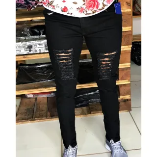 Calça Slim Elastano Premium Rasgada Branca Destroyed Desfiada - 38