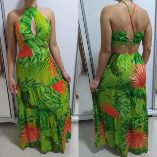 Viscose Estampada Vestido Longo - Modelos e Estampas Variadas - Longo 15