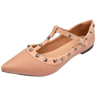 Moda Namoratta Sapatilha Feminina Spikes Bico Fino