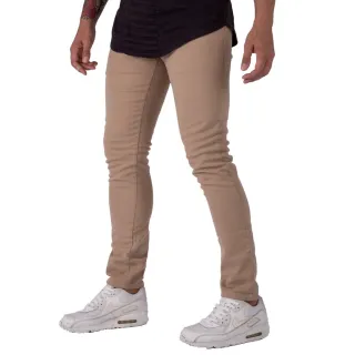 Ótimo Caimento Calças Masculinas Skinny Lycra Cor CREME - Creme