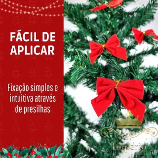 Decoração Natalina Vermelha - Kit com 12 Laços Lacinhos para Arvore de Natal - Único