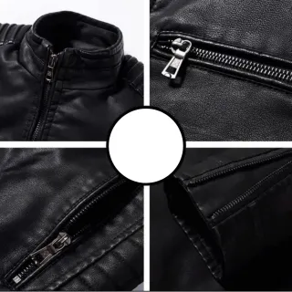 Jaqueta Casual Masculina Slim Fit de Couro - Marrom