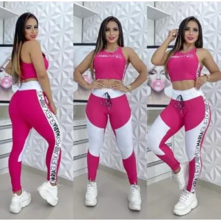 Moda Blogueira Conjunto Lançamento Cintura Alta Cropped Legging Maria Gueixa - Amora