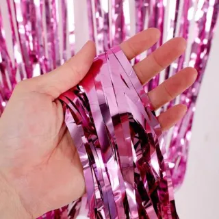 Decoração Festa Aniversário Cortina Metalizada Franja 1x2m - Lilás