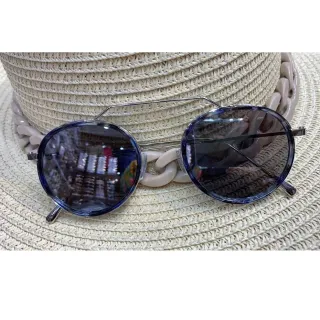 Óculos de Sol Feminino Redonda Metal Viale Original 2022 - DOURADO PRETO