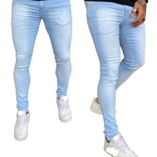 Calça Rasgada Jeans Masculina Super Skinny Elastano Premium 36 ao 46 - PLAIN BLUE