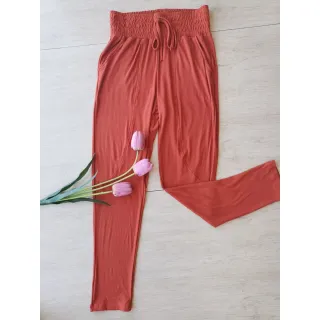 Cintura alta feminina calça moletinho jogger - Preto