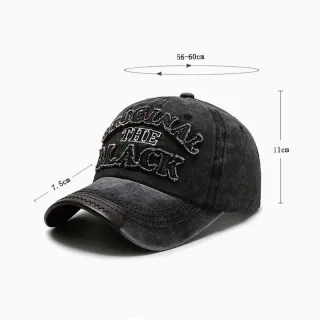 Alfabeto Vintage Boné de Beisebol de Pano para Masculino e Mulheres - Black