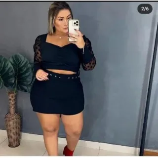 Moda Plus Size: Shorts Saia Neon com Cinto Removível - Envio Imediato - Branco