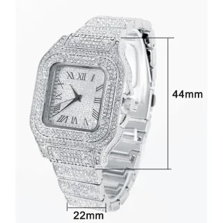 Hype Style Relógio Ice Cuban Cravejado de Pedras Brilhantes - RELÓGIO ICE PRATA