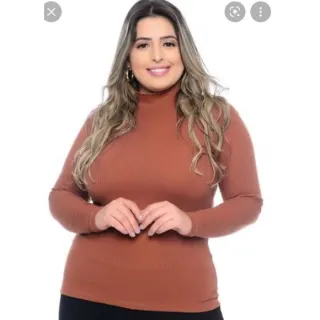 Blusa Plus Size Manga Longa Cacharrel Feminina do 44 ao 56 - Preto
