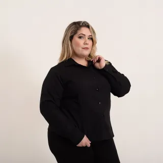 Imperdível: Camisa Social Feminina Manga Longa Gabardine Branca - Cor Branco Tamanho XGG