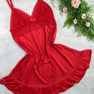 Pijama de Renda Linha Noite Sem Bojo - Rubro