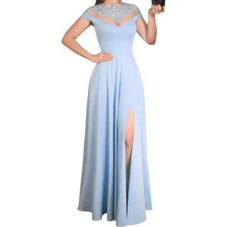 Vestido Madrinha Fenda Lateral Longo De Festa - Verde Tiffany