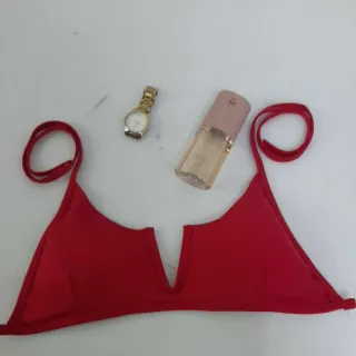 Decote Em V Cropped Top Feminina Lenço Alça - Branco