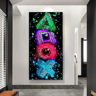 Arte gamer colorido: Quadro decorativo 40x60 peça única para sala ou quarto - Único