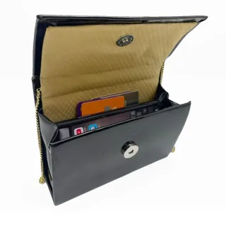 Bolsa de Mão para Festa de Casamento com Alça de Corrente - Preto Com Brilho