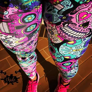 Roupa de academia calça legging estampada caveira - GG