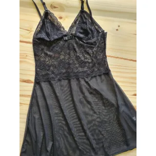 Roupa de Dormir Sensual Camisola Tule Renda Lua de Mel - Vermelha