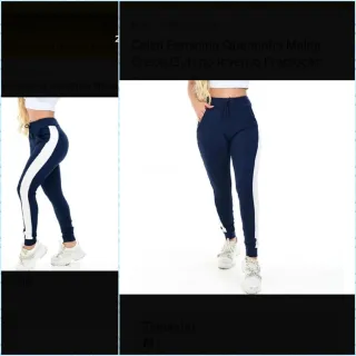 Calça Jogger Feminina Listrada em Crepe Slim com Bolso Bomber Tipo Moletom - Azul Escuro