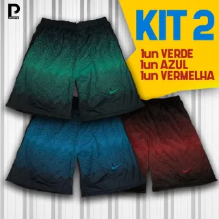 Bermuda Dry Fit Futebol Academia Colorido - Kit com 3 Unidades - Kit 7