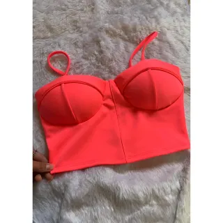 Promoção Cropped Neoprene Feminino com Bojo - Moda Blogueira - Rosa Bebe