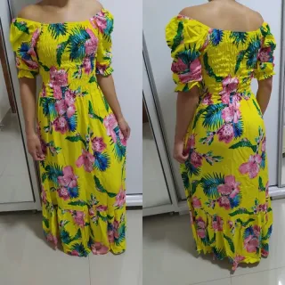 Viscose Estampada Vestido Longo - Modelos e Estampas Variadas - Longo 15