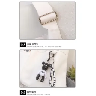 Bolsa Transversal Feminina em Lona com Zíper e Chaveiro - Preto