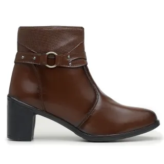 Bota Feminina Confortável Média Salto Baixo Exclusiva Dona Beja - Capuccino