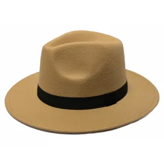 Chapéu unissex fedora clássico de feltro poliéster com aba dura média - Marinho