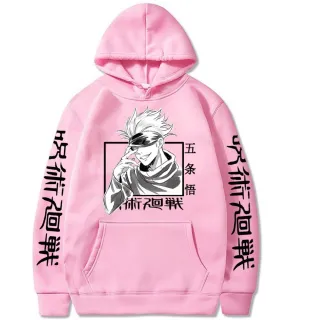 Anime Feiticeiro Moletom Blusa Jujutsu Kaisen Gojo Satoru - Vermelho