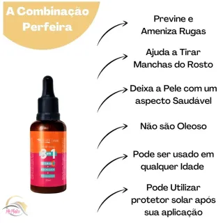 Max Love Sérum Facial Vitamina C + Rosa Mosqueta + Ácido Hialurônico 30ML - 3 Em 1 - Único