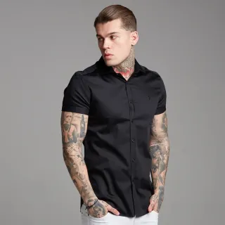 Manga Curta Camisa Social Lisa Masculina Slim Fit - Camisa Azul Marinho