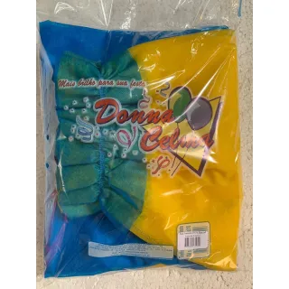 Toalha de TNT com babado para decoração de festa de aniversário - Verde Limao/Marrom