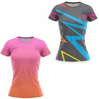Camiseta Dry Fit Feminina para Academia - Kit com 2 Blusas - Sky - Cinza Preto