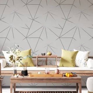 Rolo Papel Parede Adesivo Geométrico Zara Cinza Prata Moderno Triângulo - Único