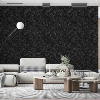 Papel de Parede Autocolante Preto Arabesco Provençal 3D - Promoção Raryel - Único