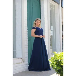 Elegante Vestido Longo para Madrinha de Casamento - AZUL TIFFANY
