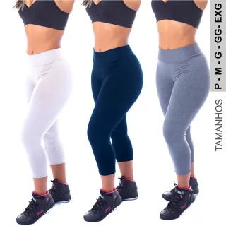 Moda Fitness Calça Corsário Suplex Cintura Alta LLevo - Azul-Royal