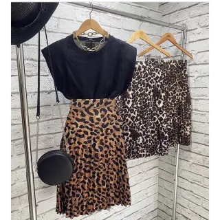 Saia Midi Plissada Animal Print - 083 - Animal print 03