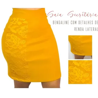 Renda Secretária Midi Saia Bengaline - ESTILO Feminino - Verde Militar